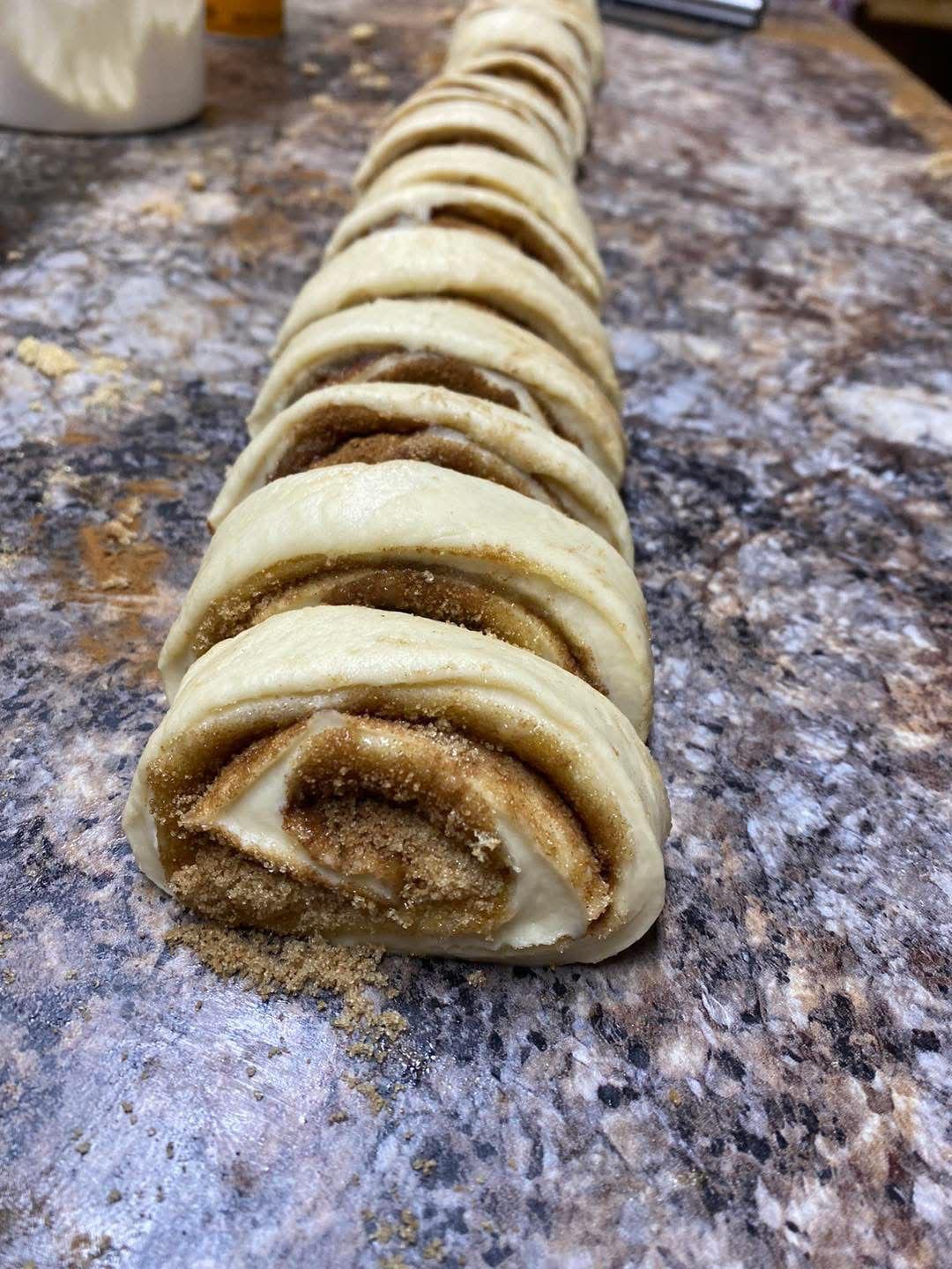 Cinnamon roll prep